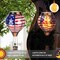 Solar Hot Air Balloon Lantern with Flickering Flame – Glass Outdoor Solar Light, Waterproof Hanging Garden Décor for Patio, Porch, or Yard, Perfect Birthday Gift for Women (American Flag Design)